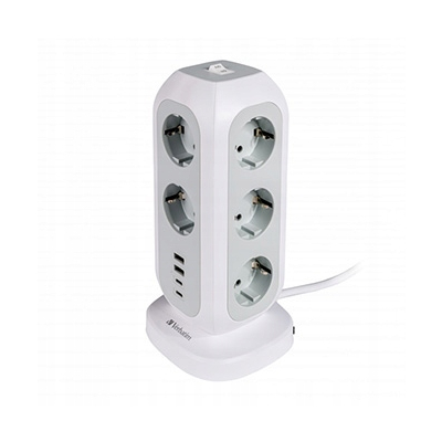 Stacja zasilania Tower Power gniazdo, biała, Verbatim