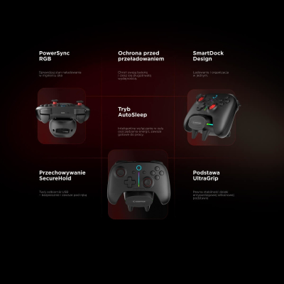 Rampage Hydra Pro Pad bezprzewodowy RGB 2.4G Hall analog stacja ładowania