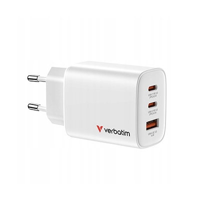 Verbatim Essentials Ładowarka sieciowa GaN USB-A QC 3.0, 2 USB-C PD 3.0 65W