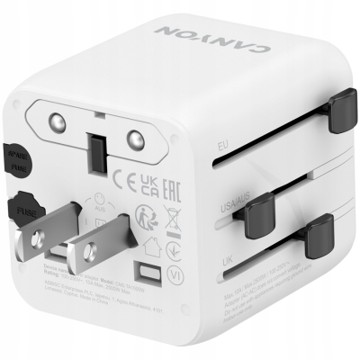 CANYON Adapter Podróżny OnTour One EU/UK/US/AUS Biały