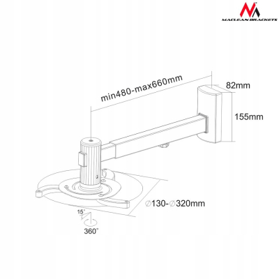 Uchwyt ścienny do projektora MC-516 480-660mm 10kg