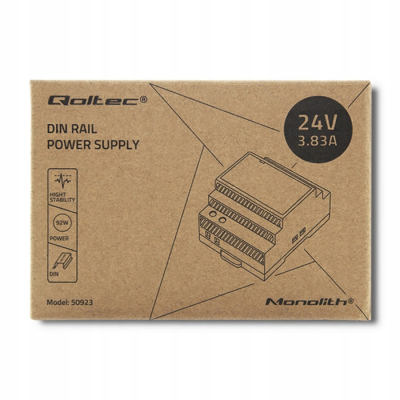 Qoltec Zasilacz na szynę DIN 92W 24V 3.83A Szary