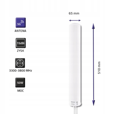 Qoltec Antena 5G LTE DUAL 15 dBi Zewnętrzna 57034