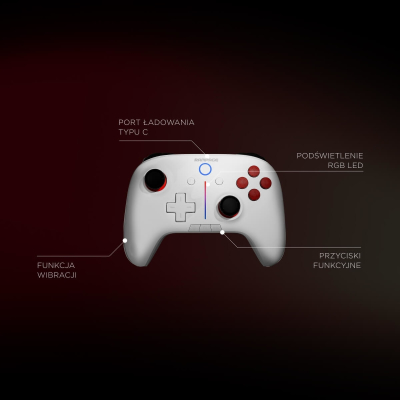 Rampage Hydra Pad bezprzewodowy RGB 2.4G Hall, spusty analogowe