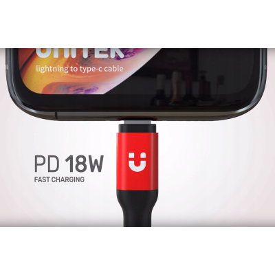 Unitek C14060RD przewód 1m USB-C Lightning