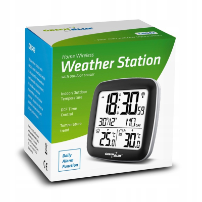 Stacja pogody bezprzewodowa GreenBlue z systemem DCF, kalendarz alarm GB542