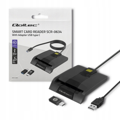 Qoltec Inteligentny czytnik chipowych kart SCR-0634 USB 2.0 +USB-C