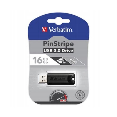 Verbatim flash disk USB A 3.0, 16GB, PinStripe, Store N Go, czarny, 49316