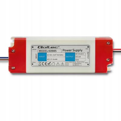 Qoltec Zasilacz impulsowy LED IP20 60W 12V 5A