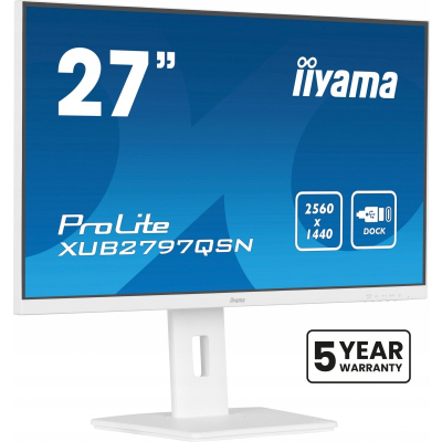 Monitor iiyama 27 cali XUB2797QSN-W2 IPS QHD USB-c Dock HDMI DP PD-65W 2x2W