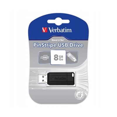 Verbatim USB flash disk, USB 2.0, 8GB, PinStripe, Store N Go, czarny, USB A