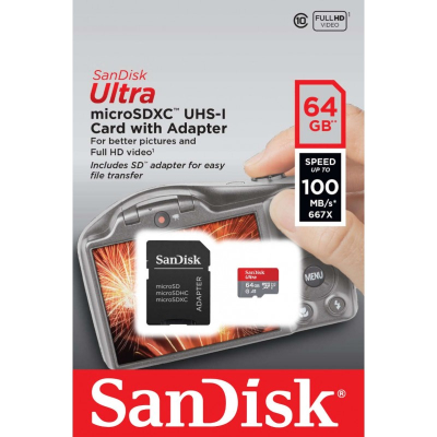 SANDISK ULTRA microSDXC 64 GB 100MB/s A1 Cl10 UHS