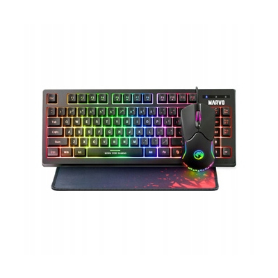 Marvo CM310 EN RGB zestaw klawiatura przewodowa (USB) US, mysz i podkładka