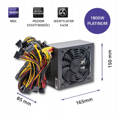 Qoltec Zasilacz ATX 1800W 80 Plus Platinum Data mining