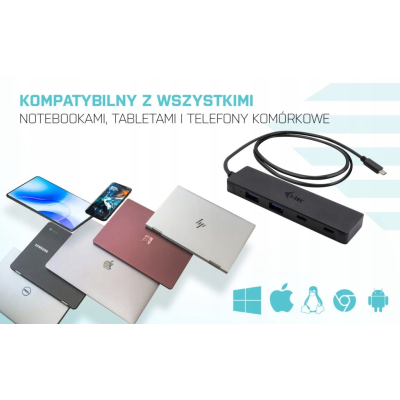 i-tec HUB USB-C metalowy 2x USB 3.0 + 2x USB-C,