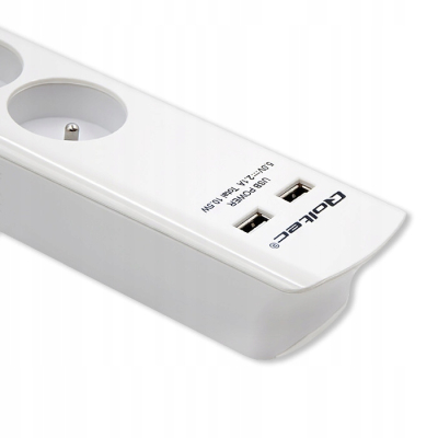 Qoltec Listwa antyprzepięciowa 4 gniazda 2 x USB 1.8m | Biała
