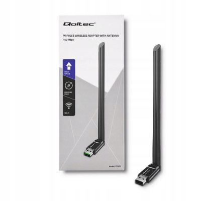 Qoltec Bezprzewodowy adapter Wi-Fi USB z anteną standard N 57001