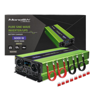 Qoltec Przetwornica Monolith ładowanie baterii UPS 3000W 6000W 12V/230V |Cz