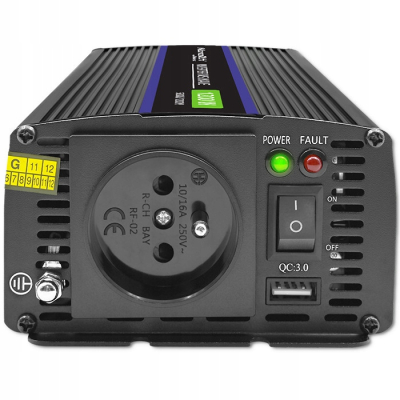 Qoltec Przetwornica Monolith 1200 MS Wave 12V/230V 600/1200W USB