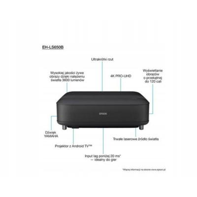 Epson Projektor EH-LS650B 3LCD KD 4K UHD 3600L 2.5m:1 16