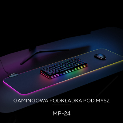 Rampage MP-24 podkładka gamingowa pod klawiaturę i mysz 30x80cm, RGB czarna
