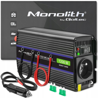 Qoltec Przetwornica napięcia Monolith 1200 MS Wave 12V/230V 600/1200W USB