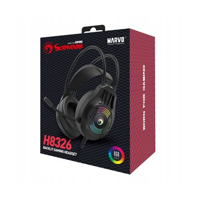 Marvo H8326 słuchawki z mikrofonem, przewodowa, czarna