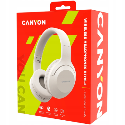 CANYON Słuchawki nauszne BTHS-3 Bezprzewodowe Beżowe