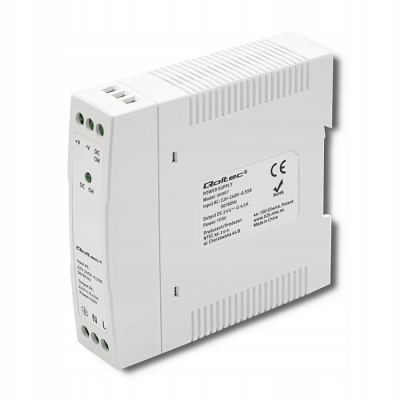 Qoltec Zasilacz na szynę DIN 10W 24V 0.42A Biały Slim
