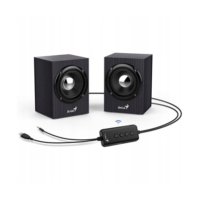 Genius głośniki SP-HF385BT, 2.0, 4W, czarne, regulacja głośności, drewniane