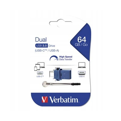 Verbatim USB flash disk OTG USB 3.0 64GB Dual niebieski 49967 USB A / USB C