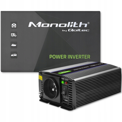 Qoltec Przetwornica Monolith 600 MS Wave 12V/230V 300/600W USB