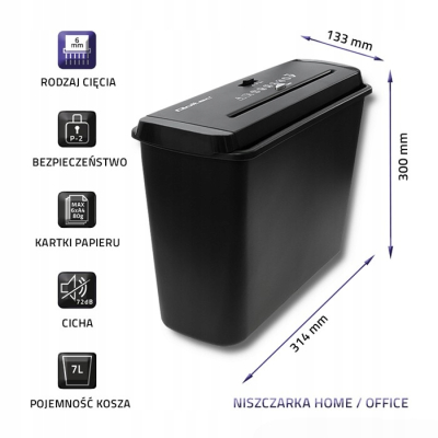 Qoltec Niszczarka Home & Office Strip cut 7L