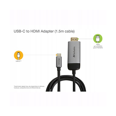 Verbatim USB (3.1) hub 1-port, długość przewodu 1,5m, adapter USB C na HDMI