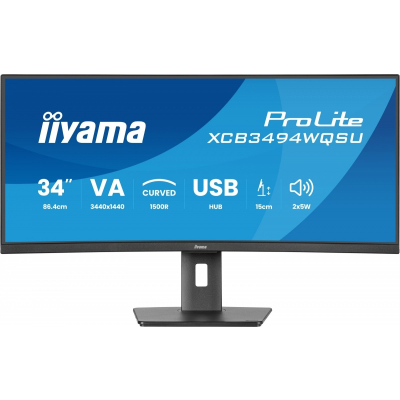 IIYAMA Monitor 34 cali XCB3494WQSU-B1 VA UWQHD 1500R 2xHDMI DP 2xUSB USB-C