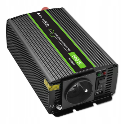 Qoltec Przetwornica napięcia Monolith 300W 600W 12V/230V Czysty Sinus