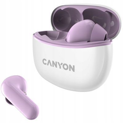 CANYON Słuchawki dokanałowe TWS 5 Etui Fioletowe