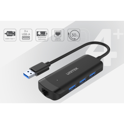 Unitek H1111A HUB USB-A 3xUSB3.0 RJ45