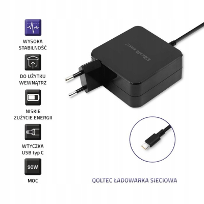 QOLTEC Zasilacz sieciowy 90W 20.3V 4.5A USB-C