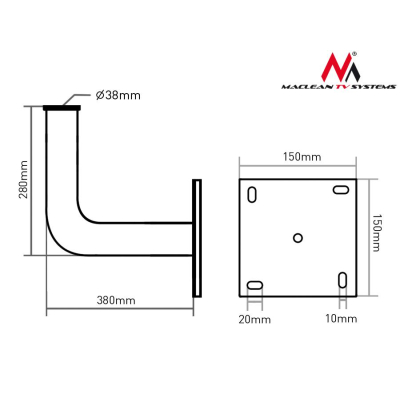 Maszt anteny satelitarnet Maclean MCTV-793 38cm