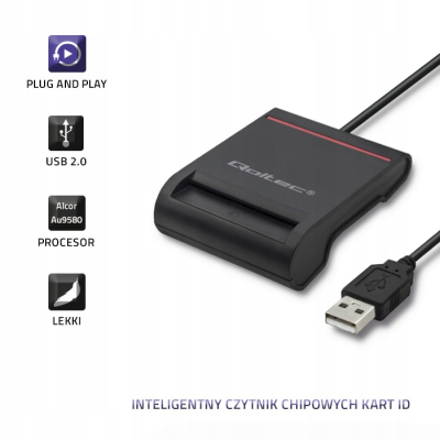 Qoltec Inteligentny czytnik chipowych kart SCR-0642 USB 2.0 +USB-C