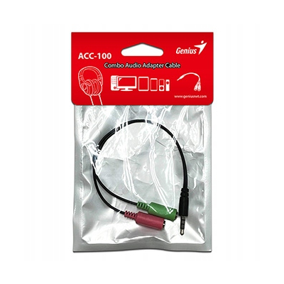 Genius Audio rozgałęziacz, ACC-100, Jack 3,5mm M - 2x Jack 3.5mm F, 0.2 m