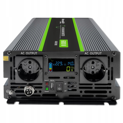 Qoltec Przetwornica Monolith 3000W 6000W 24V/230V Czysty Sinus LCD