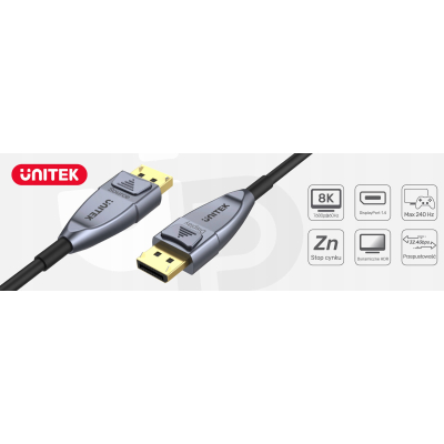 Unitek kabel optyczny DisplayPort 1.4 AOC 8K 15m