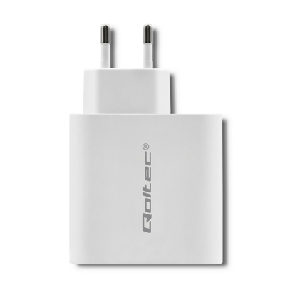 Qoltec Ładowarka sieciowa 63W 5-20V 1.5-3A USB typ C PD USB QC 3.0 Biała