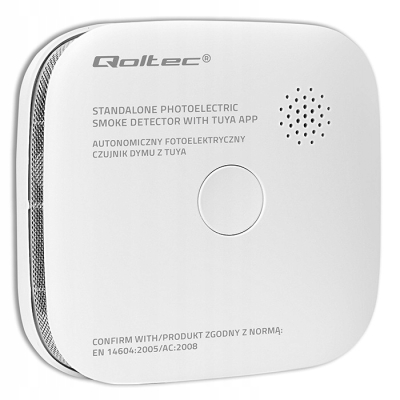 Czujnik dymu Qoltec WiFi TUYA Alarm 85dB LED Smart Home Certyfikowany SKLEP KOZIENICE RADOM