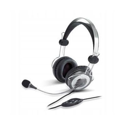 Genius HS-04SU słuchawki z mikrofonem, przewodowa, czarno-srebrna, 3.5 mm