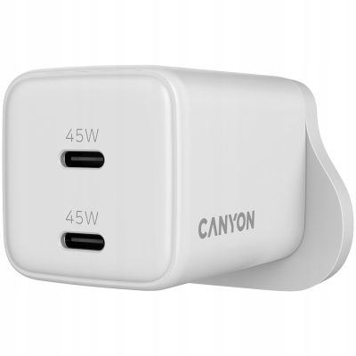 CANYON Ładowarka sieciowa CU65ACC GaN 65W 2xPD 1xQC UK Biała