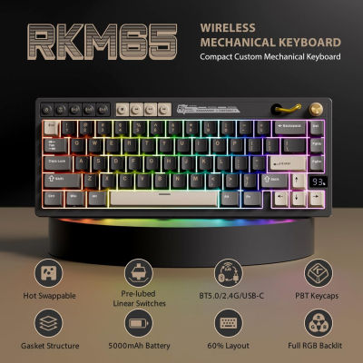 ROYAL KLUDGE RK M65 Ocean Blue Gaming Keyboard Cream switch