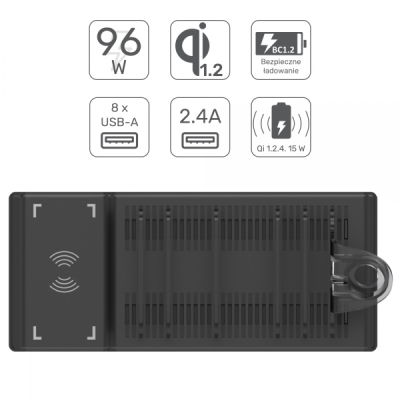 Unitek Y-2192A stacja ładująca 8xUSB Qi wireless96